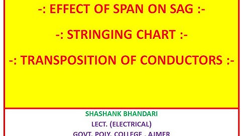 EFFECT OF SPAN ON SAG,STRINGING CHART, TRANSPOSITION OF CONDUCTORS EE 307 S.BHANDARI GPC AJMER