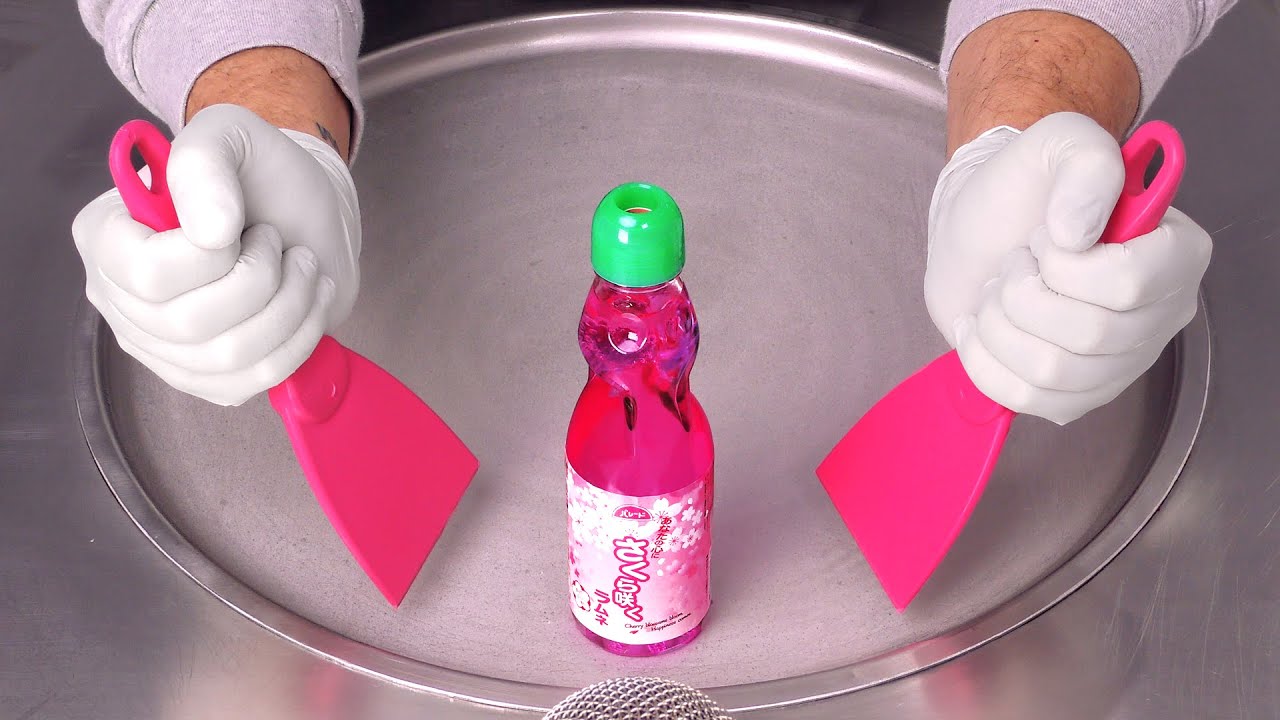 Japanese Sakura Lemonade - Ice Cream Rolls | ASMR