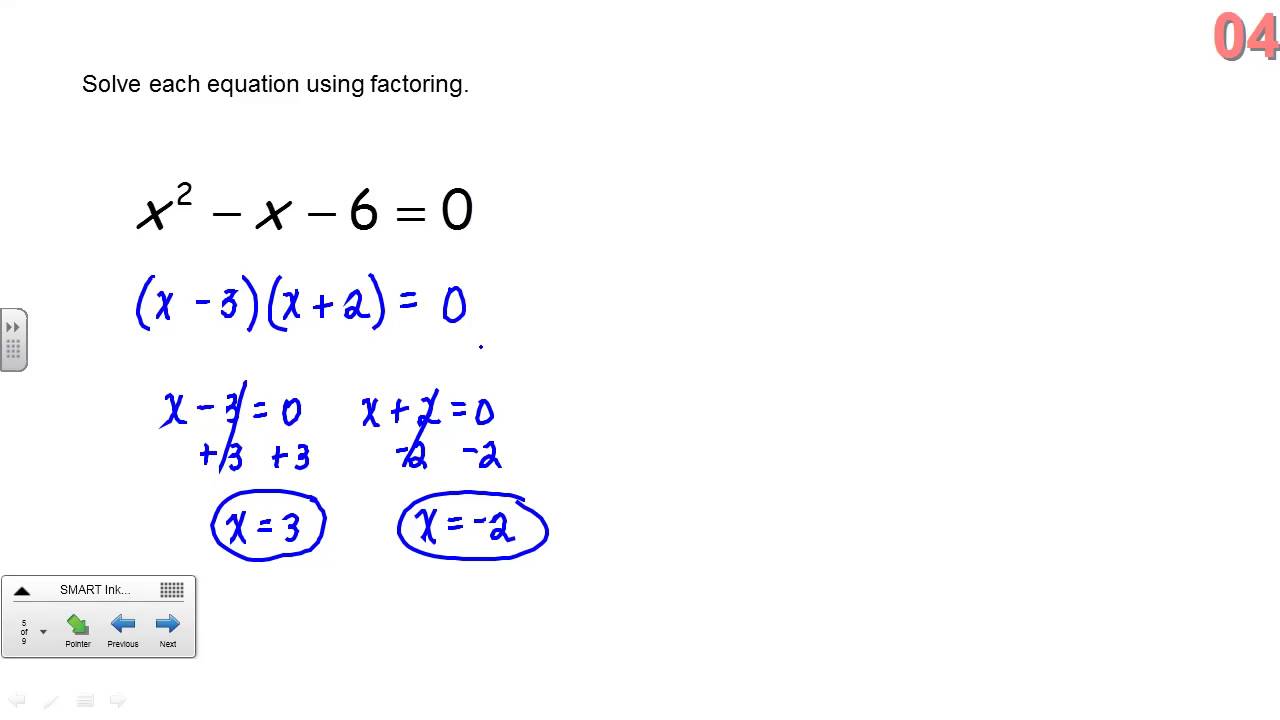 algebra 1 assignment solve each equation by factoring