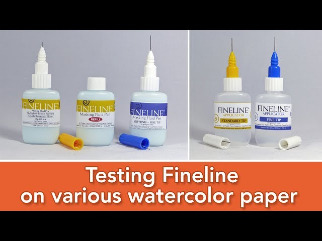 Fineline Masking fluid demo on variation watercolor paper 