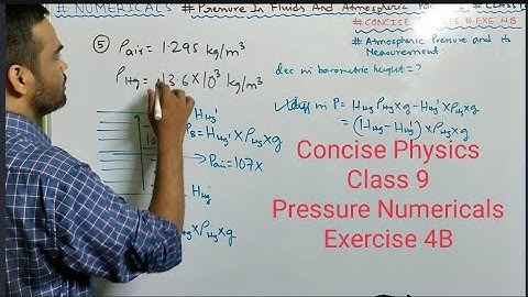 Numericals || Pressure Class 9 ICSE | Pressure in Fluids and Atmospheric Pressure || Concise Physics