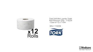 Tork Soft Mini Jumbo Toilet Roll Premium 2Ply 110254 Case of 12 x 170m 110254 screenshot 1