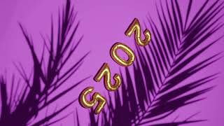 Golden 2025 Balloons on Silhouetted Palms with Pink Background | RFV - No Copyright screenshot 5