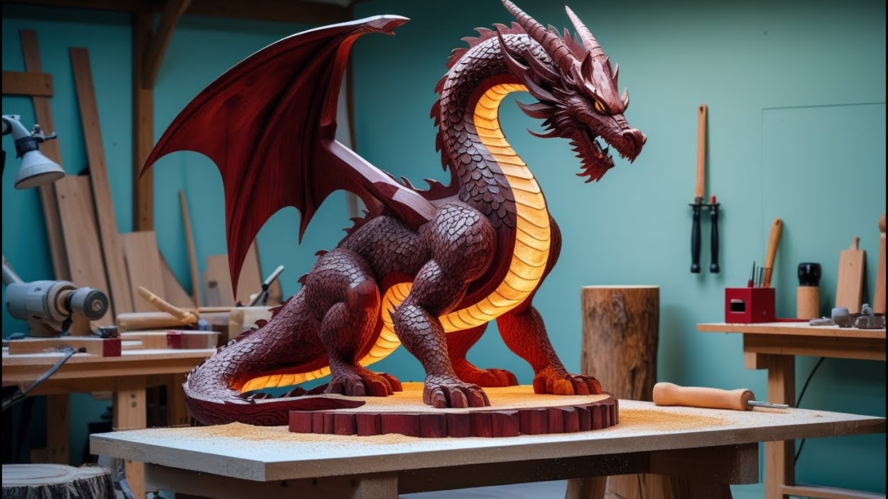 Wood Carving a Majestic Dragon – Vietnamese Wood Art Masterpiece in Action!