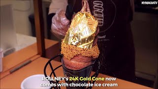 24K Gold Cone Chocolate Ice Cream @ Rollney