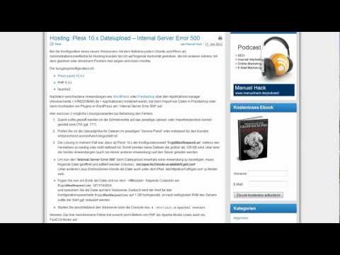 Hosting: Plesk 10.x Dateiupload -- Internal Server Error 500
