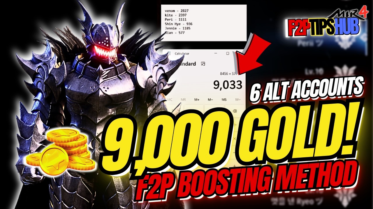 MIR4 F2P Gold Farming Guide | 9,000 Gold Harvest from 6 Alt Accounts (Boosting Server Strategy)