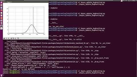python2 , matplotlib, animation, bayes update, FuncAnimation , bug hunting