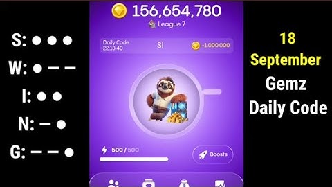 Gemz Daily Code Today 18 September | Gemz Daily Code | Gemz Daily Combo Today