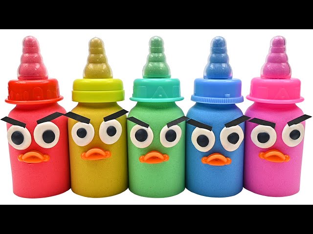 Satisfying Video | How To Make Duck Baby Milk Bottle from Kinetic Sand Cutting ASMR | Zon Zon class=