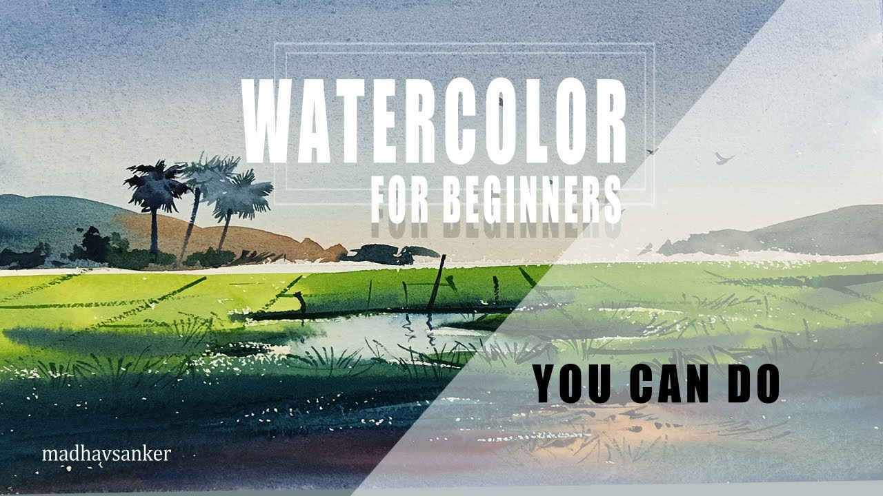 Try Painting Your FIRST WATERCOLOR Landscape and Sky - YouTube