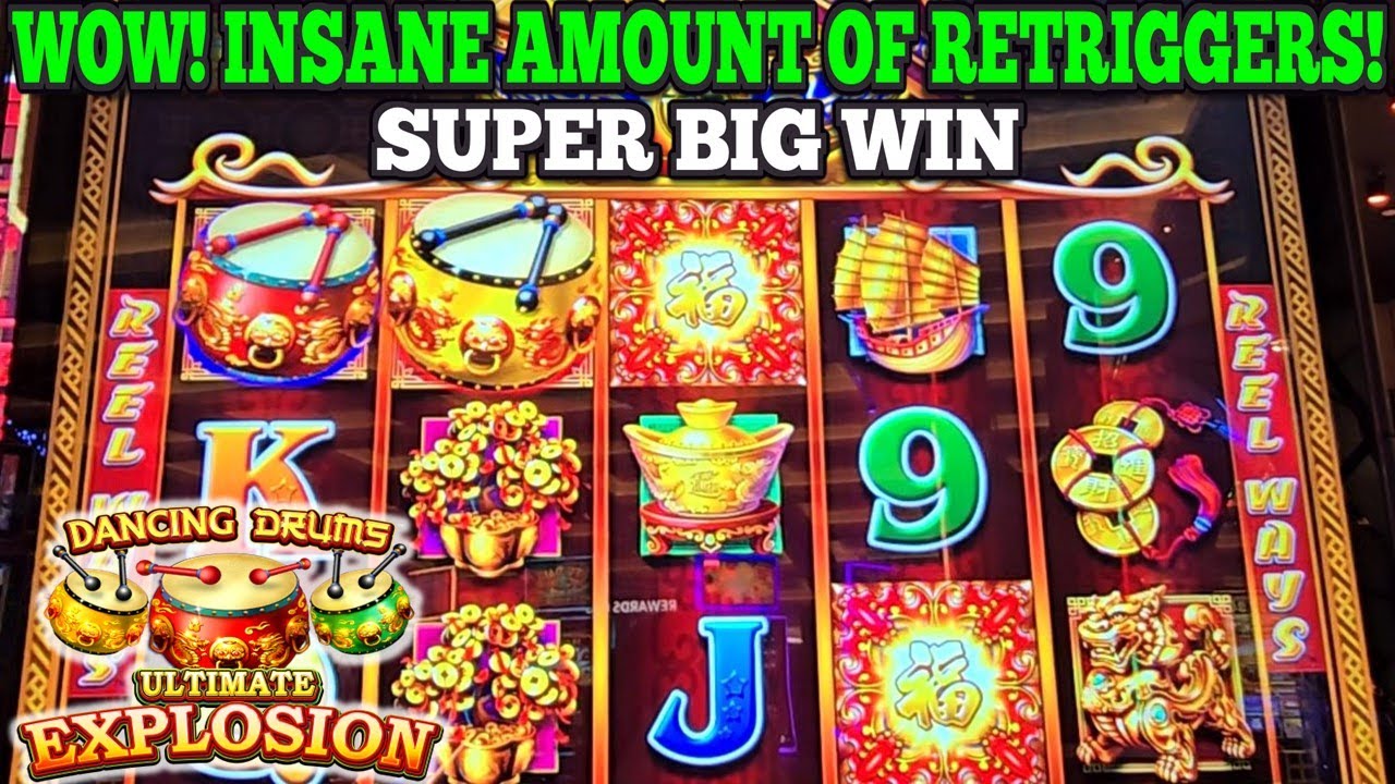 sv368ga BIG WIN! RETRIGGER INSANITY! DANCING DRUMS ULTIMATE EXPLOSION SLOT GOLD DRUM BONUS | Las Vegas Slots