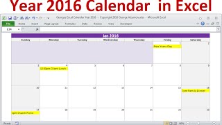 Excel Year 2016 Calendar | Full Year 2016 Calendar Planner | 2016 Monthly Calendars | 2016 Holidays screenshot 5