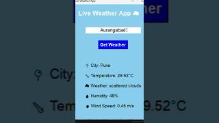 Live Weather App Using Python ☁️ | Python GUI Project with API #pythonlearning #liveweather