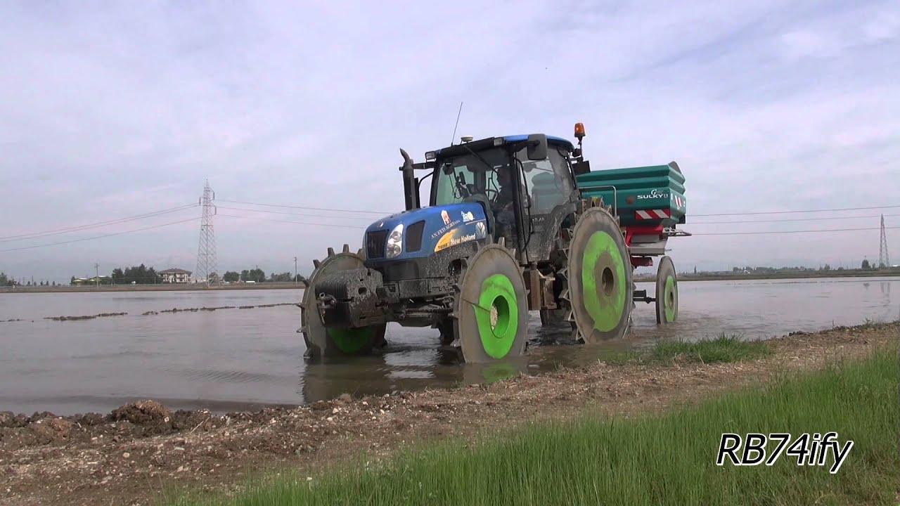 New Holland T6050 EZ-Steer + Sulky X40 Econov - Rice Seeding 2015