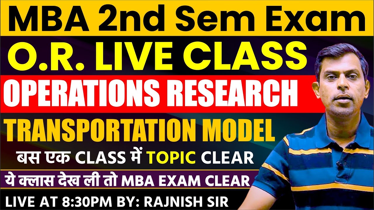 Operations Research | Quantitative Techniques |Transportation Model |MBA 2nd Sem | Live Class | OR |