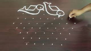 Easy daily rangoli for beginners | Simple chukki rangoli | 365 days dots rangoli |