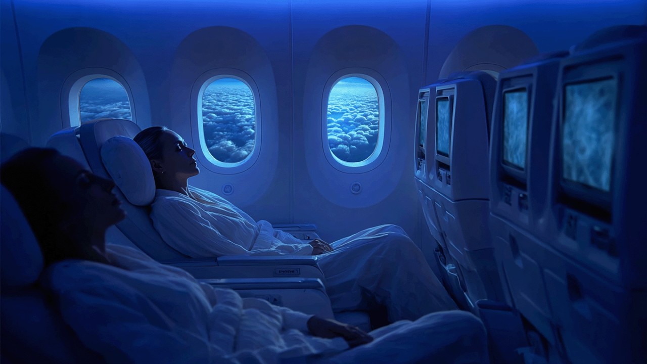 Gentle Flight Ambience with Airplane Engine Noise for Stress Relief and Concentration