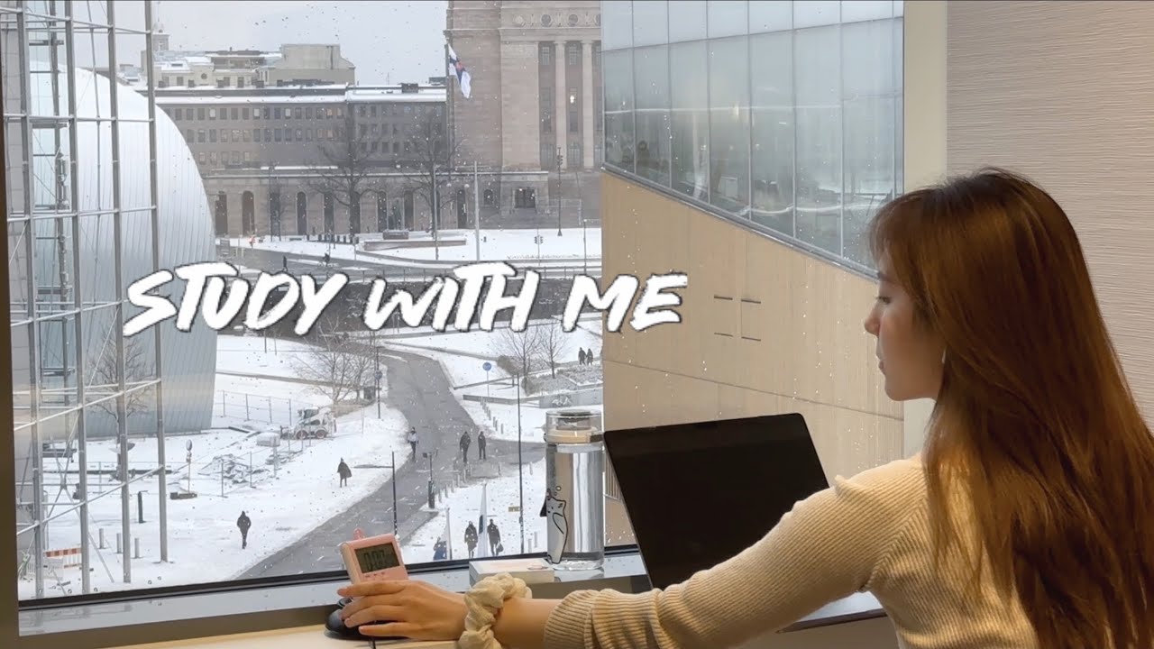 2-HOUR STUDY WITH ME / white Christmas in Helsinki / lofi piano bgm / Pomodoro 25-5