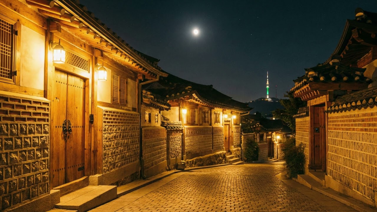 Playlist] Seoul Midnight Lounge | Warm Jazz for Deep Sleep & Study (한옥 야경/따뜻한 재즈)