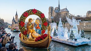 World’s Most Magical River Parade! 🎄 Giant Nativity & Santa Floats in Paris (4K)