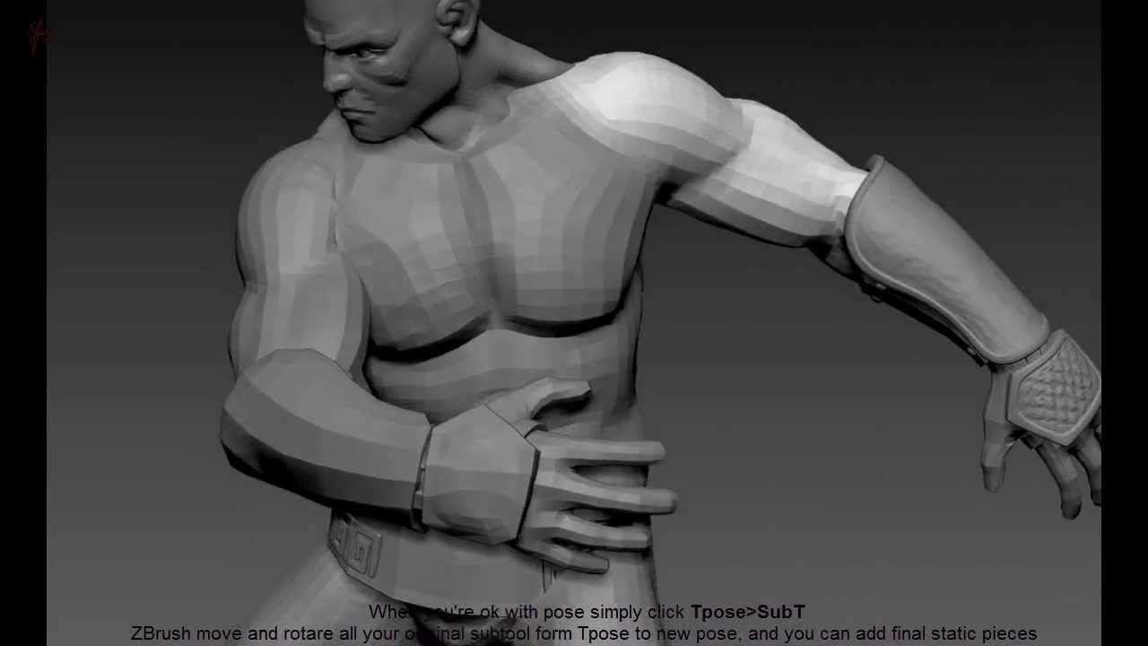 posing game model in zbrush