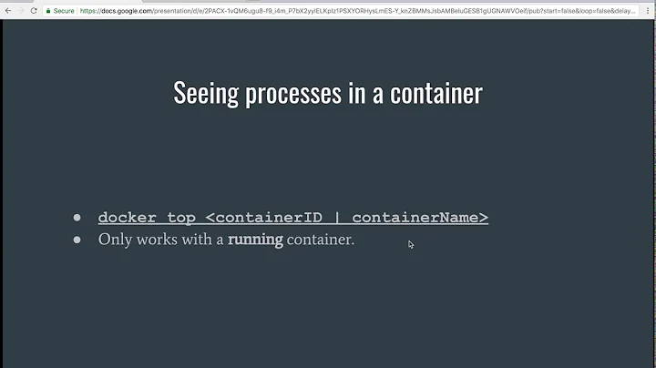 How to see running processes inside a Docker container