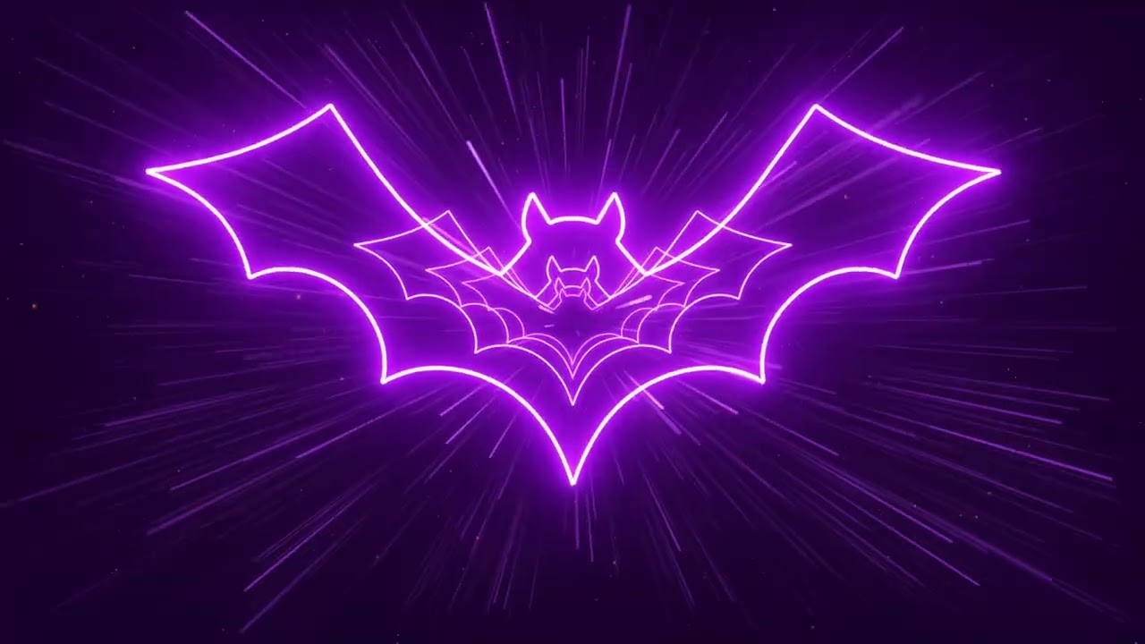 30 Min Halloween Neon Bats Loop 🦇🎃| Glowing Purple, Orange & Green 4K Spooky Background 