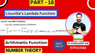 Famous Liouville's lambda function in arithmetic function I Number Theory I Kamaldeep Nijjar Wealth