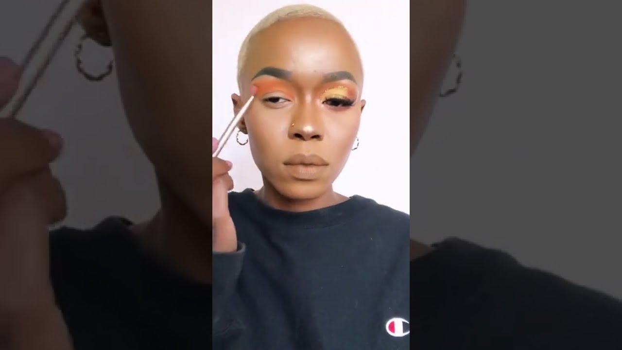 Yellow/orange eye look🧡 +glitter neon🥰❤️