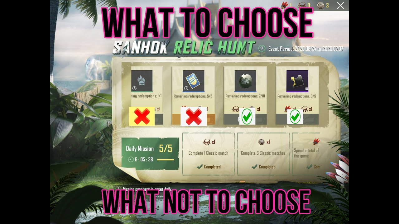 What to be chosen in Relic Hunt event /pubgmobile /