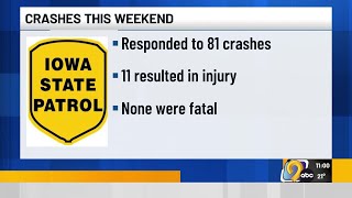 Iowa State Patrol responds to more than 80 crashes Saturday into Sunday due to snow