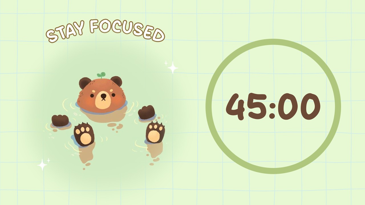 🐻 Study with Me | Cute Bear Relaxing | 45/10 Timer | Chill Lo-fi 🎶 | 4 Hour Focus Session