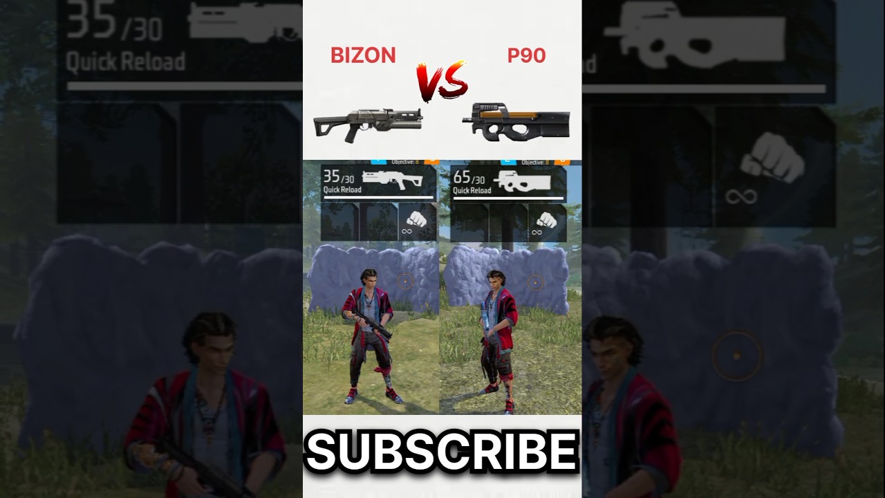 BIZON VS P90 FREE FIRE GUN ABILITY TEST | WHO IS BEST 