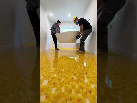 I Put 10,000 RUBBER DUCKS in My Floor 🦆😂