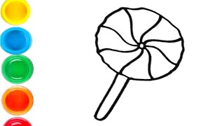 Cute Candy 🍭 Lollipop Drawing Painting colouring How to draw a Cute Candy drawing for kids screenshot 3