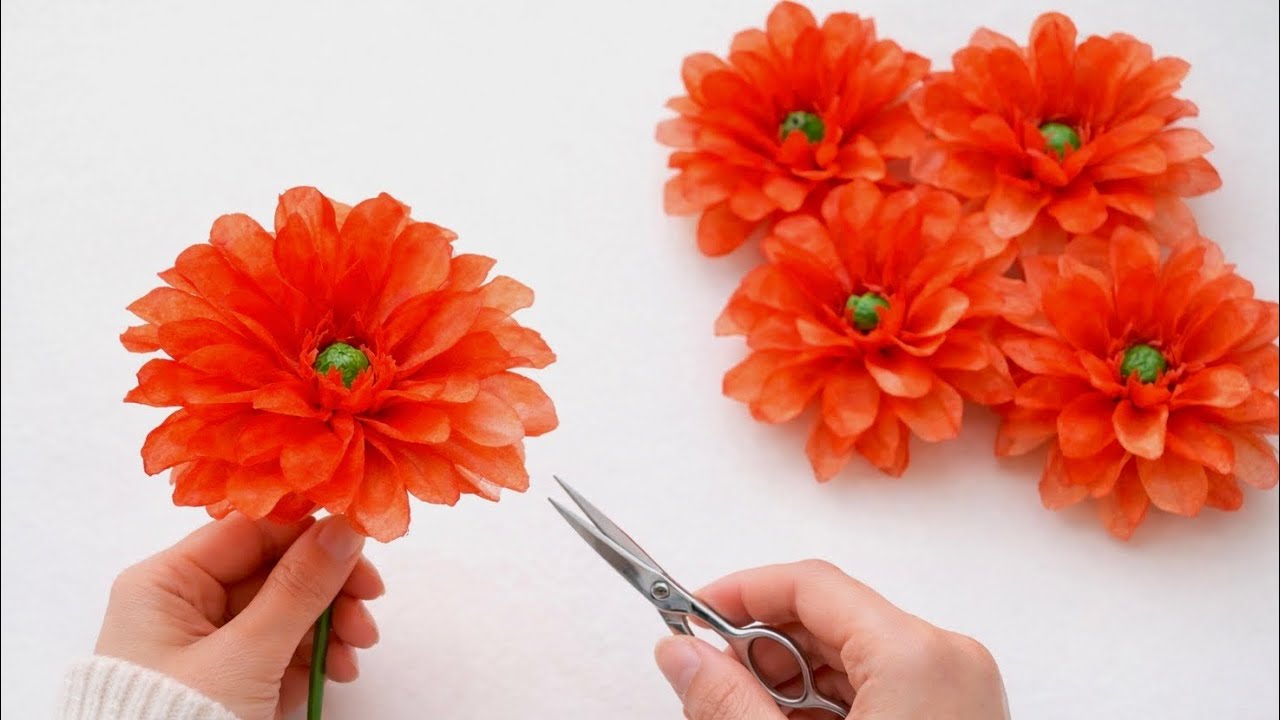 How to Make an Aesthetic Dahlia Flower I DIY Paper/Napkin Flowers #diy #paperflower #aestheticdiy
