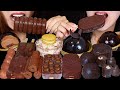 ASMR MILK VS DARK CHOCOLATE CARAMEL DOME CAKE, CRUNCHY ICE CREAM BON BONS, JELLY MARSHMALLOW STICK먹방