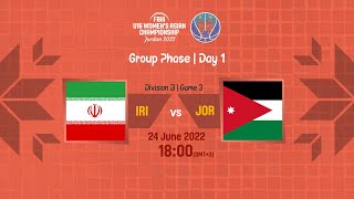 Iran v Jordan | Full Basketball Game | FIBA U16 Women's Asian Championship 2022
