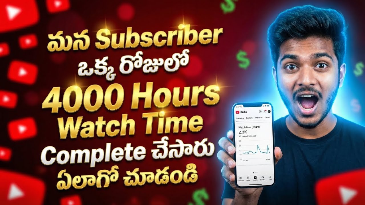 How To Get 4000 Hours Watch Time (Telugu)