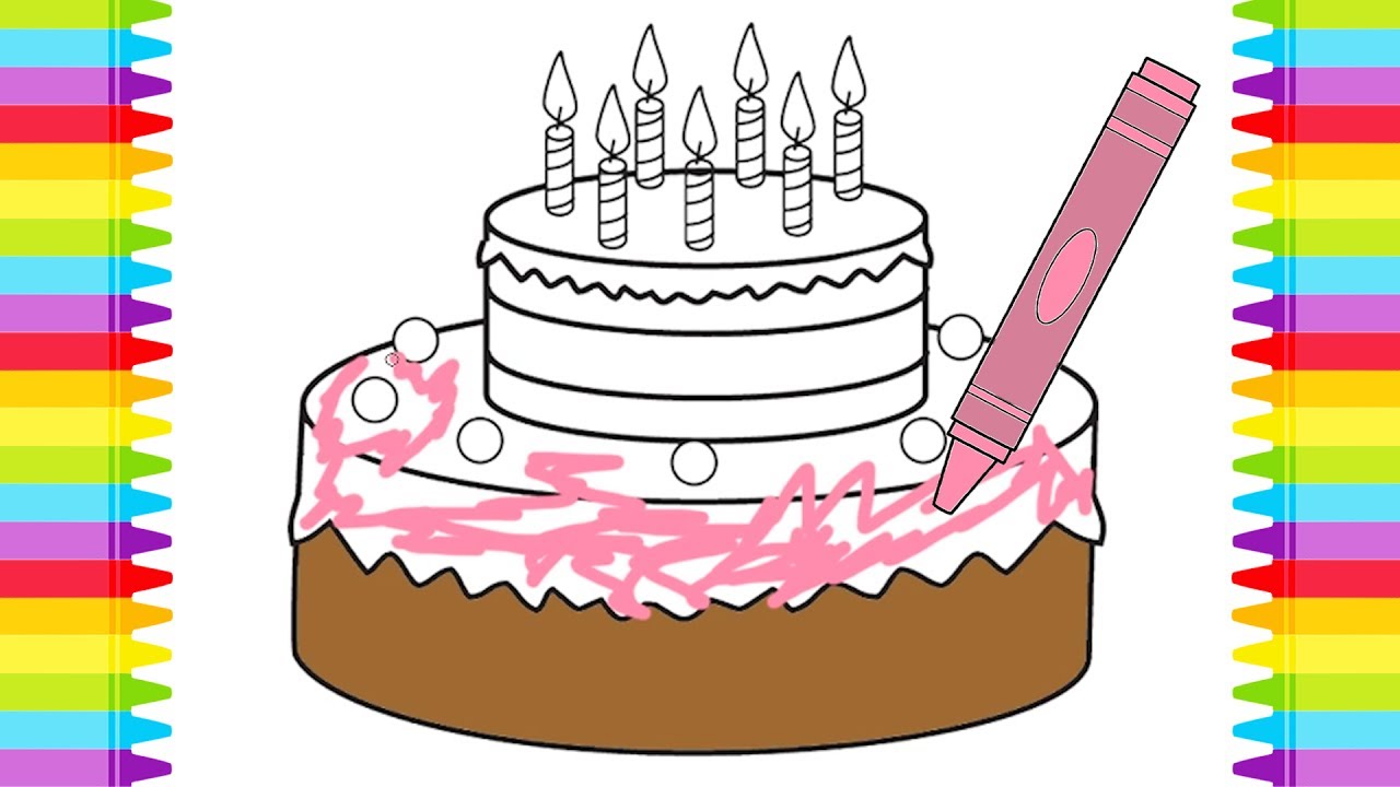 Birthday Cake Coloring Pages For Kids - colouring mermaid