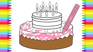 Birt ay Cake Coloring Pages For kids Learning Colors - cupcake candy ice cream honey cake