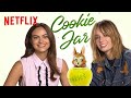 Maya Hawke and Camila Mendes answer to a Nosy Cookie Jar  Do Revenge  Netflix