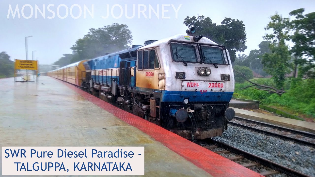 Journey from Talguppa to Birur Jn: Insane WDP 4 Pure Acceleration Turbo sounds ~ INDIAN RAILWAYS