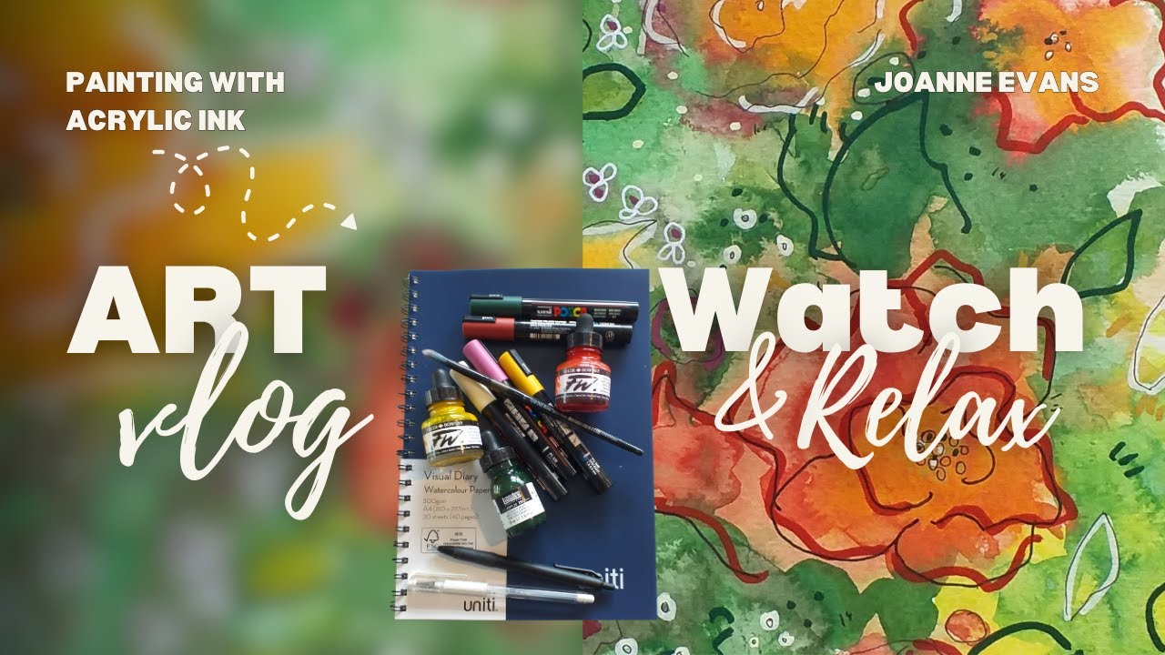 Colourful flowers. Watch me paint using acrylic ink - YouTube