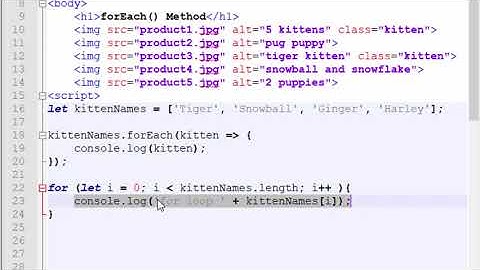 JavaScript forEach() method compared to a for loop for both an array and node list
