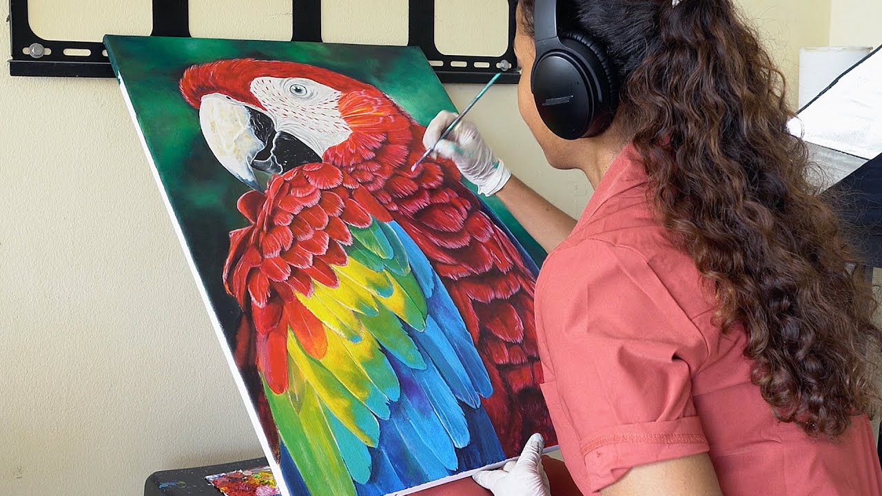 Quite Paint with Me - Scarlet Macaw Painting