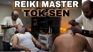 Reiki master Head massage, Back massage with Tok-Sen tool to Relief steve muscles,  Reduce stress