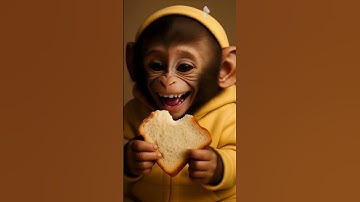 the monkey is eating bread and ofter that he started laughing #ai #monkey #shorts