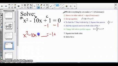 Completing the Square & Writing in Vertex Form Video